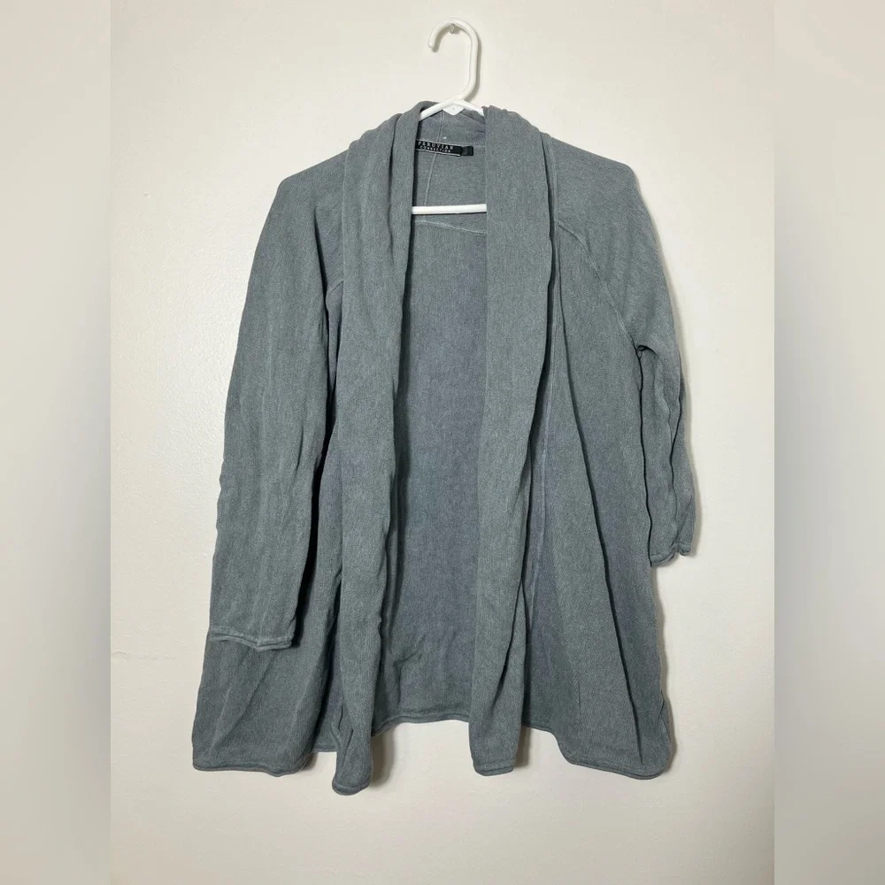 Peruvian Connection Open Cardigan Women's L 100% Linen 3/4 Sleeves quiet luxury